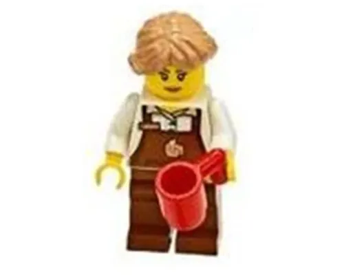 Barista - Female, Reddish Brown Apron with Cup and Name Tag, Reddish Brown Legs, Medium Nougat Hair Image