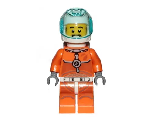 Astronaut - Male, Orange Spacesuit with Dark Bluish Gray Lines, Trans-Light Blue Visor, Stubble Image