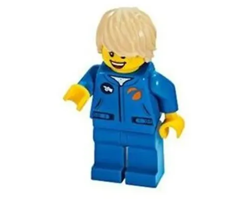 Astronaut - Female, Blue Jumpsuit, Tan Hair Tousled with Side Part, Freckles, Open Mouth Smile Image