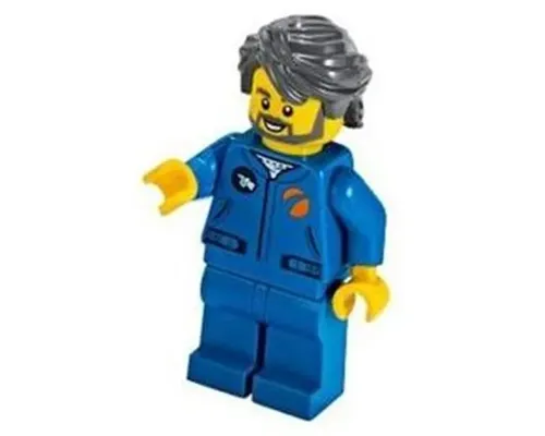 Astronaut - Male, Blue Jumpsuit, Dark Bluish Gray Hair and Full Angular Beard, Open Mouth Smile Image