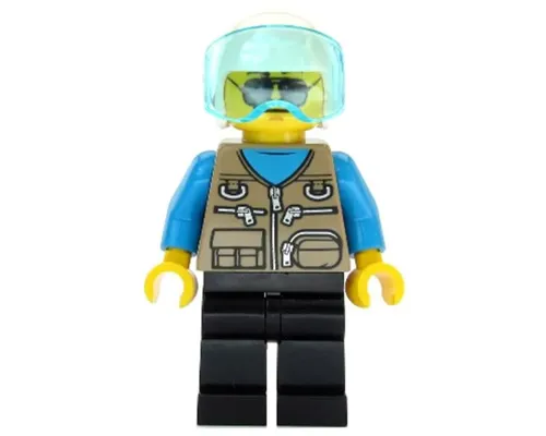 Helicopter Pilot - Dark Tan Vest Over Dark Azure Shirt, White Helmet Image