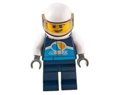 Race Car Driver, Male, Dark Blue 'Octan E' Racing Jacket and Legs, White Helmet Image