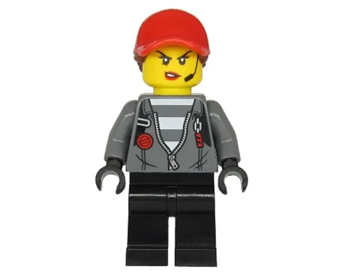 Police - Jail Prisoner Jacket over Prison Stripes, Female, Black Legs, Red Cap with Ponytail Image