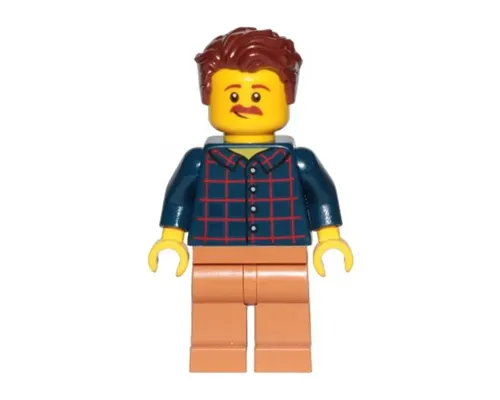 Dad - Dark Blue Plaid Button Shirt, Medium Nougat Legs, Reddish Brown Hair Swept Left Tousled Image