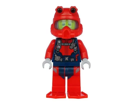 Scuba Diver - Male, Open Mouth, Dark Tan Beard, Red Helmet, White Air Tanks, Red Flippers Image