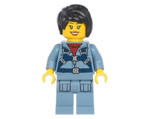 Ocean Mini-Submarine Pilot - Female, Harness, Sand Blue Legs with Pockets, Black Hair Image