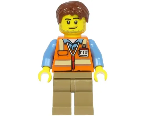 Air Traffic Controller - Male, Reddish Brown Hair, Orange Safety Vest, Dark Tan Legs Image