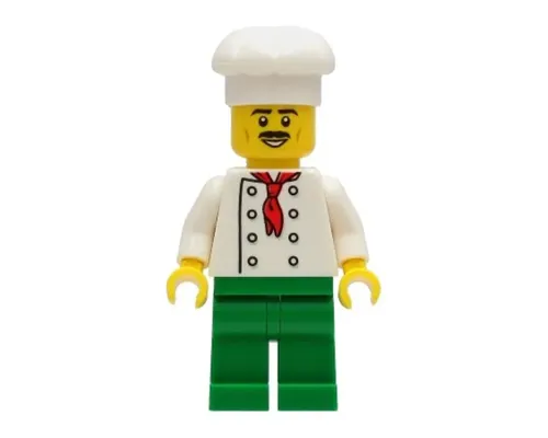 Chef - White Torso with 8 Buttons, No Wrinkles Front or Back, Green Legs, White Chef Toque Image