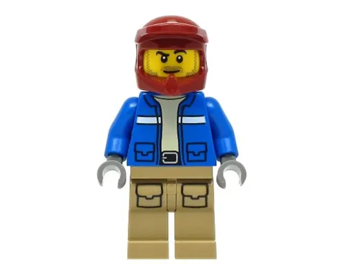 Wildlife Rescue Explorer - Male, Blue Jacket, Dark Red Helmet, Dark Tan Legs with Pockets, Beard Image