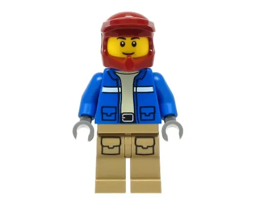 Wildlife Rescue Explorer - Male, Blue Jacket, Dark Red Helmet, Dark Tan Legs with Pockets, Thin Grin Image