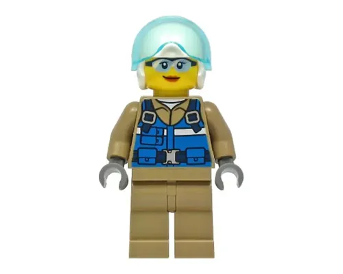 Wildlife Rescue Pilot - Female, Blue Vest, White Helmet, Dark Tan Legs Image