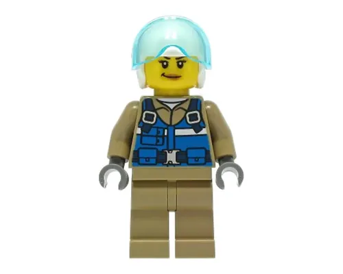 Wildlife Rescue Pilot - Female, Blue Vest, White Helmet, Dark Tan Legs, Smirk Image