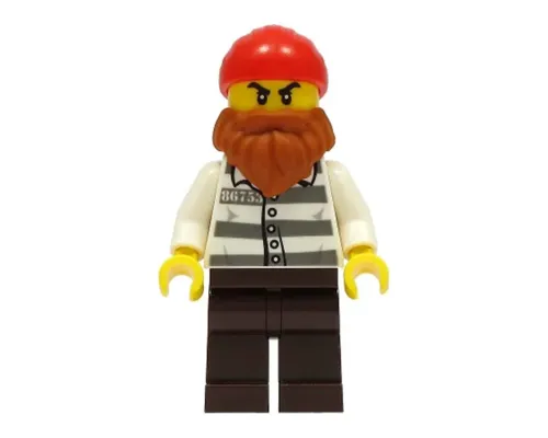 Police - Jail Prisoner 86753 Prison Stripes, Dark Brown Legs, Red Head Wrap, Dark Orange Beard Image