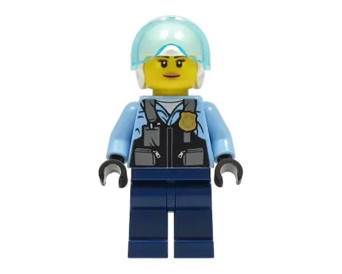 Police - City Helicopter Pilot Female, Safety Vest with Police Badge, Dark Blue Legs, White Helmet Image