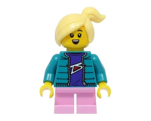 Girl - Dark Turquoise Jacket, Bright Pink Short Legs, Bright Light Yellow Hair Image