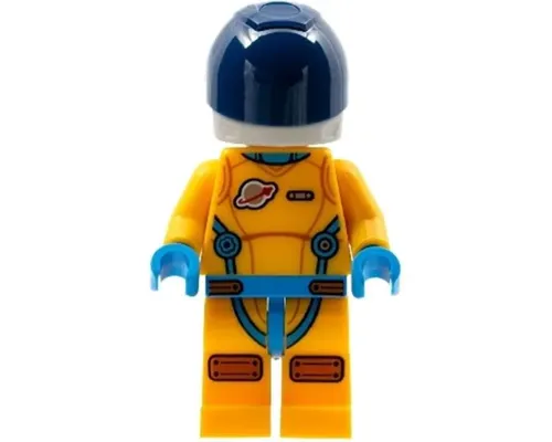 Lunar Research Astronaut - Male, Bright Light Orange and Dark Azure Suit, White Helmet, Dark Blue Visor, Beard Image