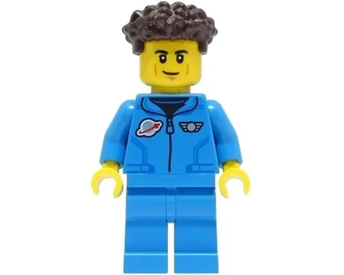 Lunar Research Astronaut - Male, Dark Azure Jumpsuit, Dark Brown Coiled Hair with Short Straight Sides Image