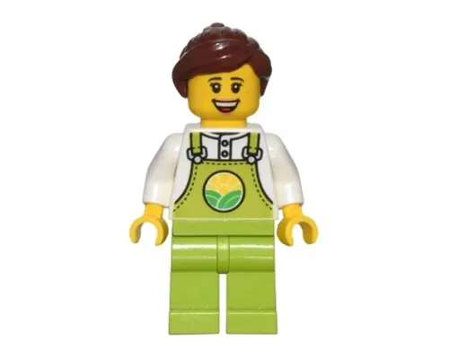 Farmer - Female, Lime Overalls over White Shirt, Lime Legs, Reddish Brown Hair, Freckles Image