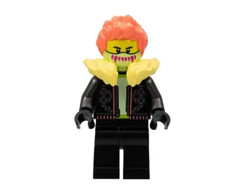 Stuntz Driver - Male, Black Jacket and Legs, Bright Light Yellow Fur Collar, Coral Spiked Hair, Yellowish Green Mask Image