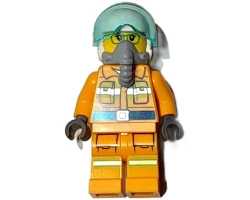 Fire - Reflective Stripes, Bright Light Orange Suit, White Helmet, Breathing Apparatus, Green Glasses Image