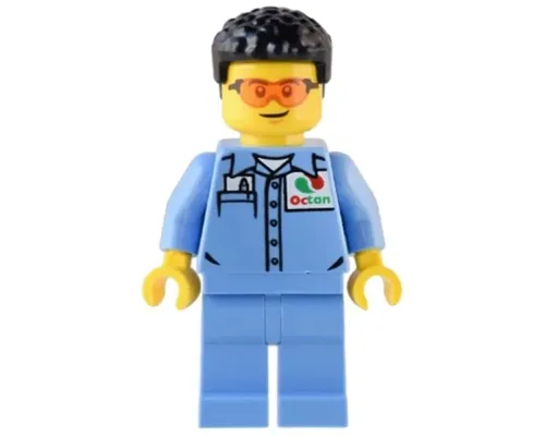 Custom Car Garage Mechanic - Male, Medium Blue Shirt with Octan Logo, Medium Blue Legs, Short Black Hair, Safety Glasses Image