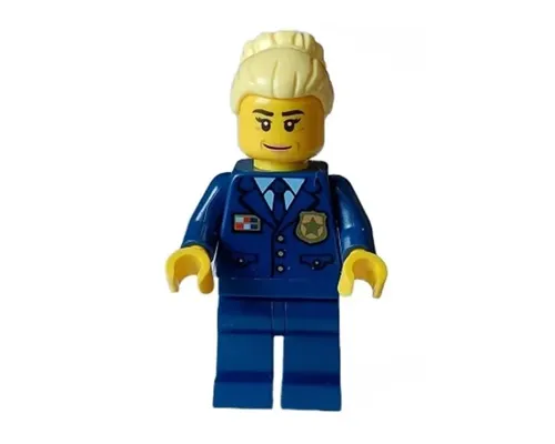 Police - City Chief Female, Dark Blue Jacket and Legs, Bright Light Yellow Hair, Smile Image