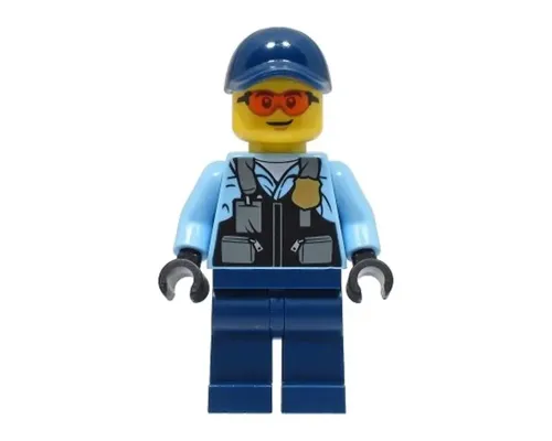 Police - City Officer Male, Safety Vest with Police Badge, Dark Blue Legs, Dark Blue Cap, Safety Glasses Image