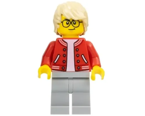 Stuntz Photographer - Male, Red Jacket over White Shirt, Light Bluish Gray Legs, Tan Hair, Glasses Image