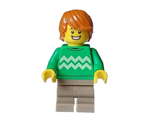 Cozy House Resident - Male, Bright Green Sweater with Bright Light Yellow Zigzag Lines, Dark Tan Medium Legs, Dark Orange Hair Image