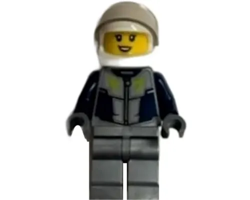 Race Car Driver - Female, Dark Blue and Flat Silver Racing Suit, White Helmet Image