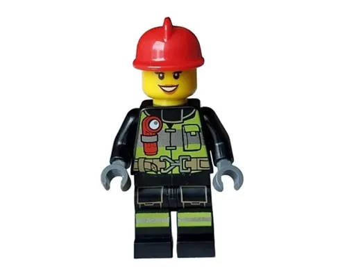 Fire - Female, Reflective Stripes with Utility Belt and Flashlight, Red Fire Helmet Image