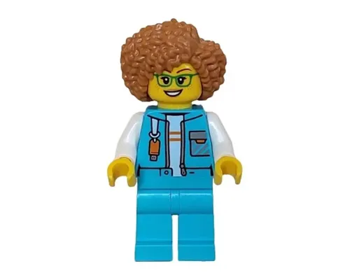 Arctic Explorer Researcher - Female, Medium Azure Jacket with Flash Drive, Medium Azure Legs, Medium Nougat Hair, Glasses Image