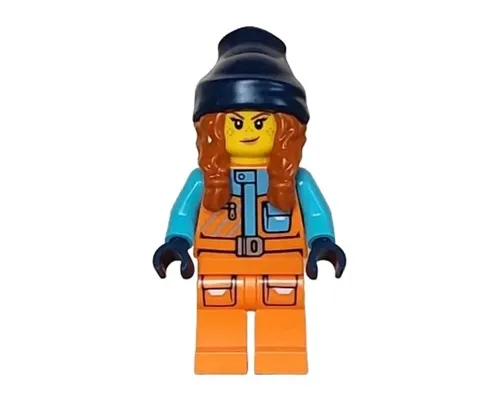 Arctic Explorer - Female, Orange Jacket, Dark Orange Braids with Dark Blue Beanie, Freckles Image