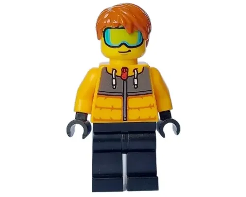 Male - Bright Light Orange Jacket, Black Legs, Dark Orange Hair, Ski Goggles Image