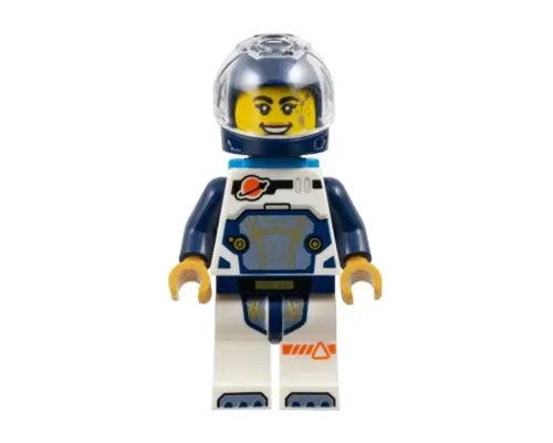 Astronaut - Female, White Spacesuit with Dark Blue Arms, Dark Blue Helmet, Trans-Clear Visor, Dark Azure Jet Pack Image