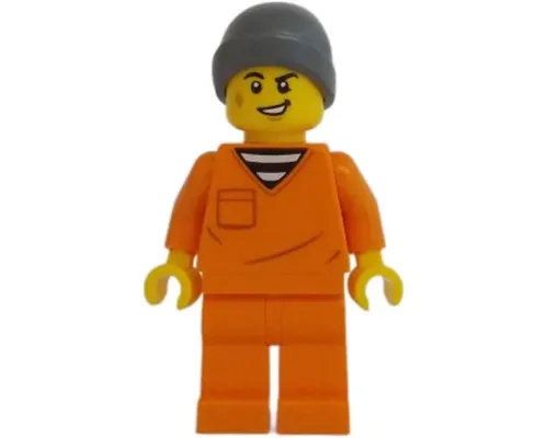 Police - City Jail Prisoner Male, Orange Prison Jumpsuit, Dark Bluish Gray Beanie, Scruff Mark Image