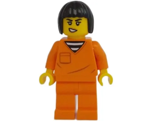 Police - City Jail Prisoner Female, Orange Prison Jumpsuit, Black Bob Cut Hair Short Image