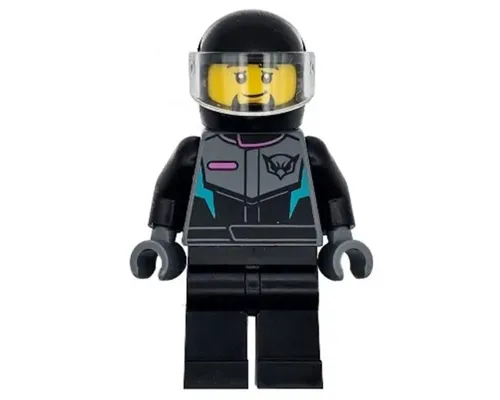 Race Car Driver - Male, Racing Suit with Hawk Head Logo, Black Legs, Black Helmet, Trans-Clear Visor, Goatee Image