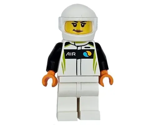 Race Car Driver - Female, White, Black and Lime Racing Suit, White Legs and Helmet Image