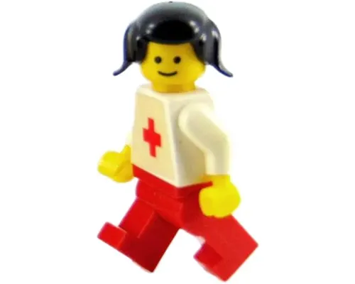 Doctor - Plain White with Red Cross Torso Sticker, Red Legs, Black Pigtails Hair Image