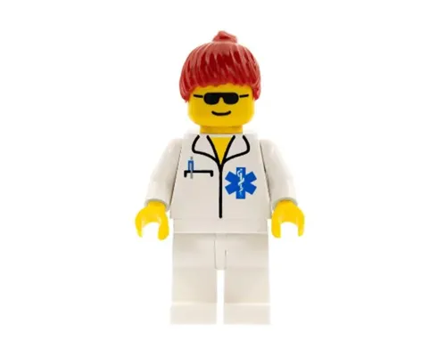 Doctor - EMT Star of Life, White Legs, Red Ponytail Hair Image