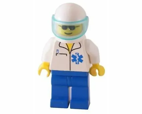 Doctor - EMT Star of Life, Blue Legs, White Helmet, Trans-Light Blue Visor Image