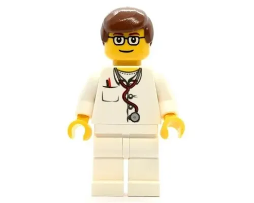 Doctor - Lab Coat Stethoscope and Thermometer, White Legs, Reddish Brown Male Hair, Glasses Image