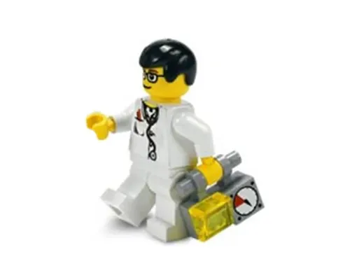 Doctor - Lab Coat, Stethoscope and Thermometer, White Legs, Black Male Hair, Glasses Image