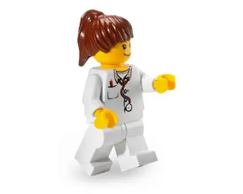 Doctor - Lab Coat, Stethoscope and Thermometer, White Legs, Reddish Brown Female Ponytail Hair Image