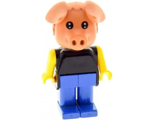 Fabuland Pig - Hugo Hog, Blue Legs, Black Top, Yellow Arms Image