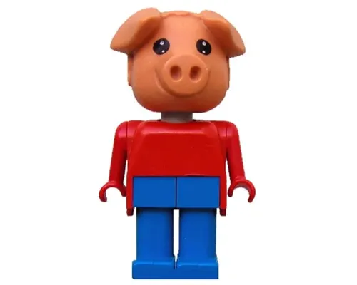 Fabuland Pig - Peter Pig, Blue Legs, Red Top Image