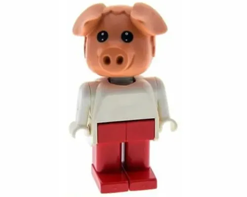 Fabuland Pig - Peter Pig (Cook), Red Legs, White Top Image