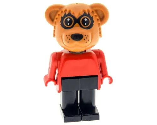 Fabuland Bear - Roger Raccoon, Black Legs, Red Top, Small Eyes Mask Image