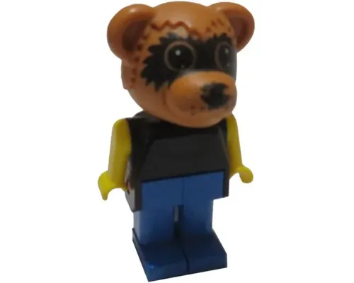 Fabuland Bear - Ricky Raccoon, Blue Legs, Black Top, Yellow Arms, Large Eyes Mask Image